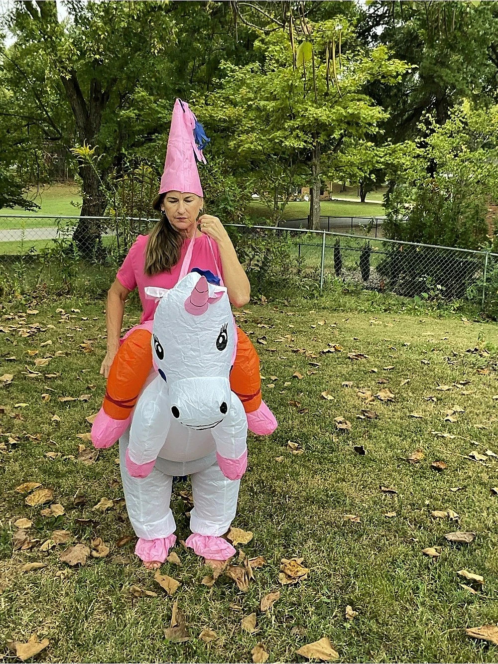 Inflatable Unicorn Costume in White & Pink